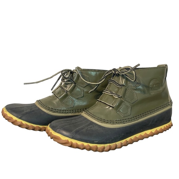 SOREL | Women’s Olive Green Patent Leather Out N‎ About Boots - Sz 7 - Picture 3 of 12